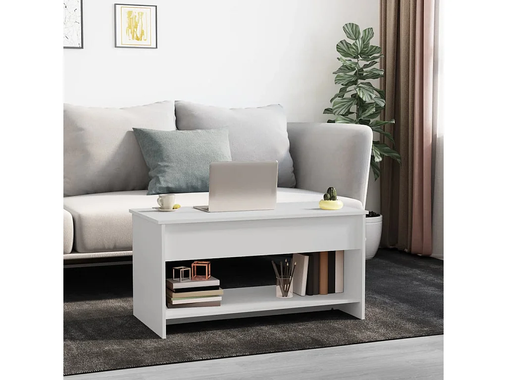 Couchtisch Beistelltisch Weiß 102x50x52,5 cm Holzwerkstoff -MN87375