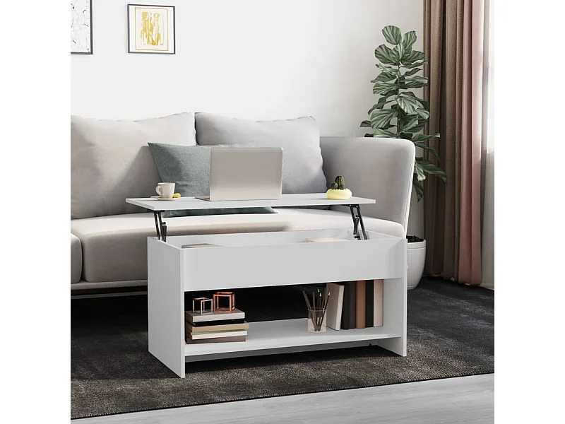 Couchtisch Beistelltisch Weiß 102x50x52,5 cm Holzwerkstoff -MN87375