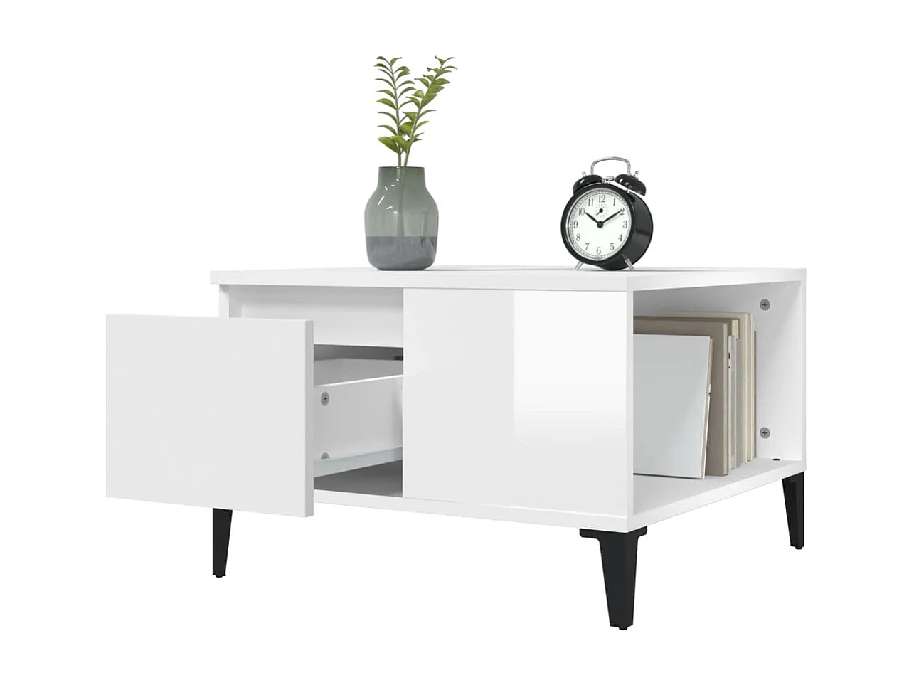 Couchtisch Beistelltisch Hochglanz-Weiß 55x55x36,5 cm Holzwerkstoff -MN12645