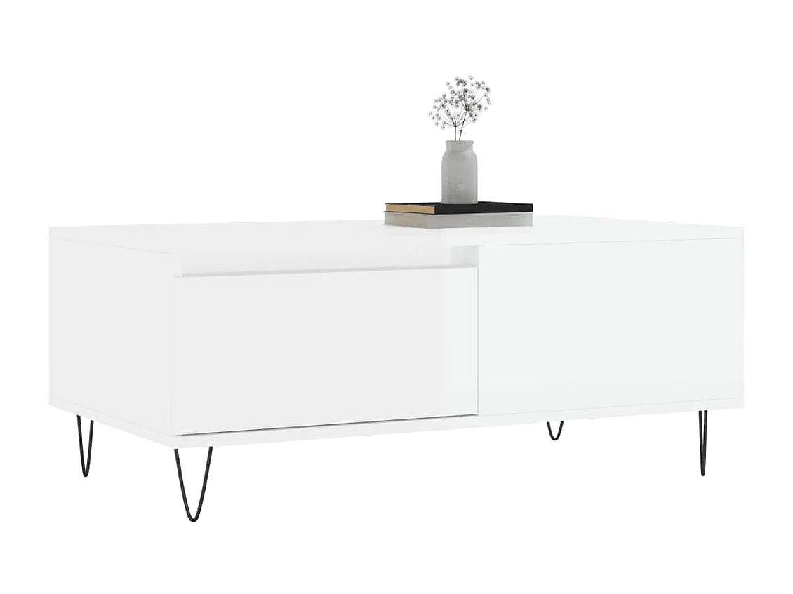 Couchtisch Beistelltisch Hochglanz-Weiß 90x50x36,5 cm Holzwerkstoff -MN54127