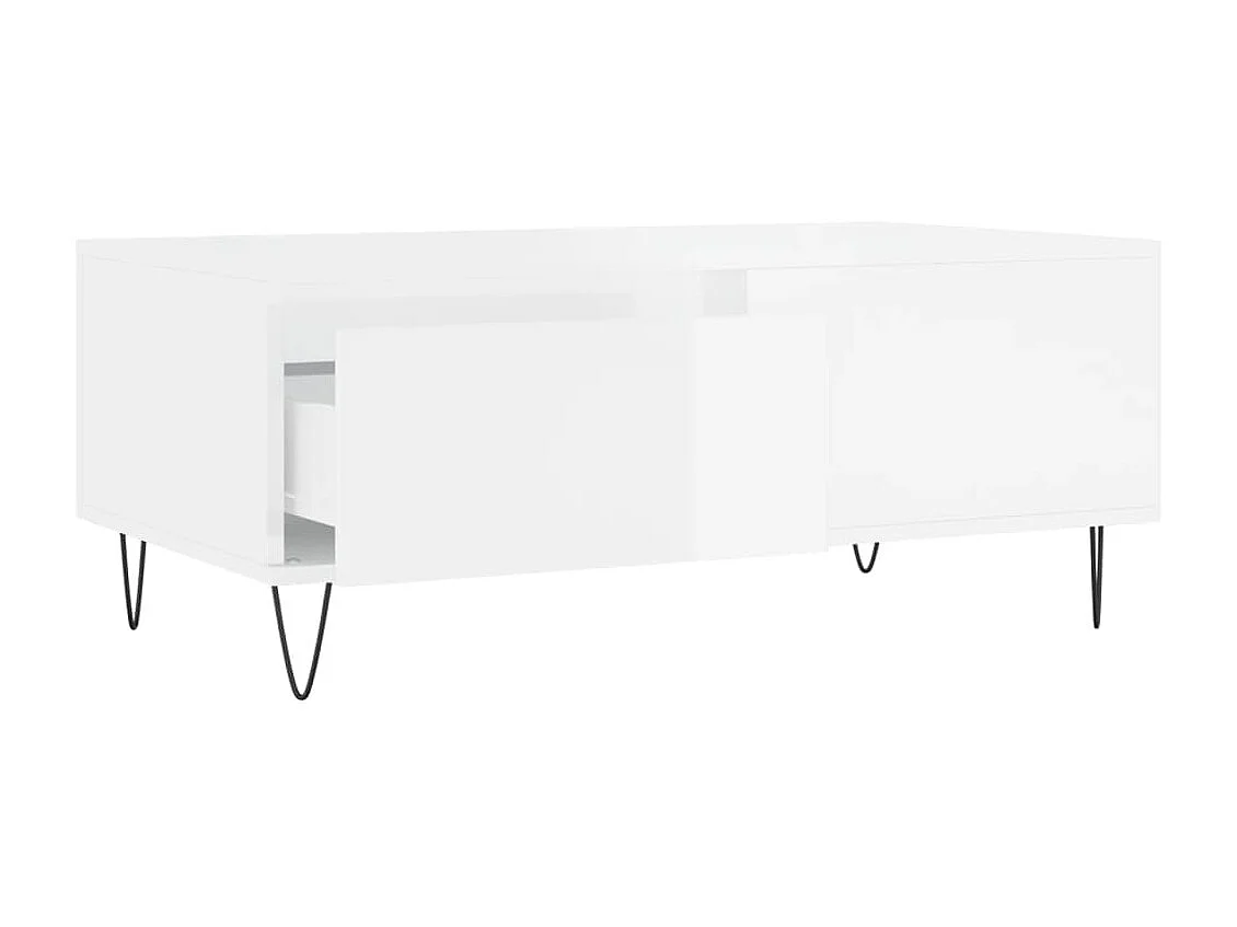 Couchtisch Beistelltisch Hochglanz-Weiß 90x50x36,5 cm Holzwerkstoff -MN54127