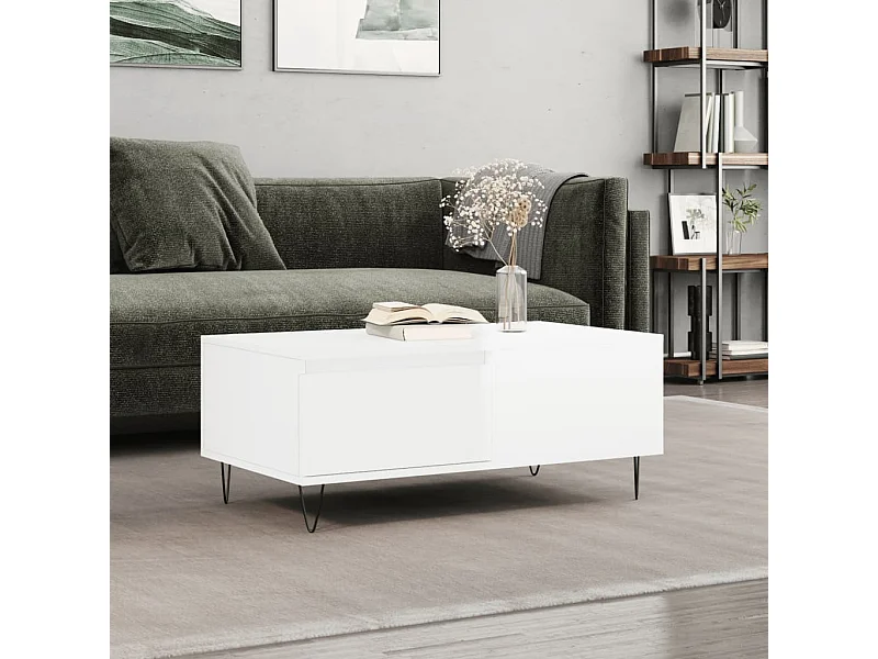 Couchtisch Beistelltisch Hochglanz-Weiß 90x50x36,5 cm Holzwerkstoff -MN54127