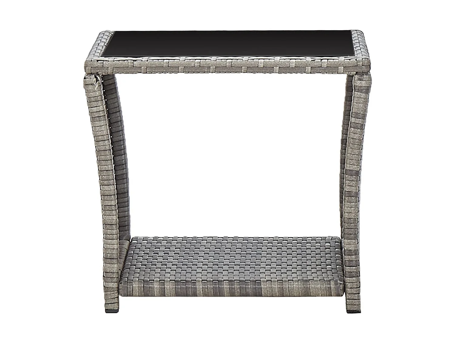 Couchtisch Beistelltisch Grau 45 x 45 x 40 cm Poly Rattan und Glas -MN49604