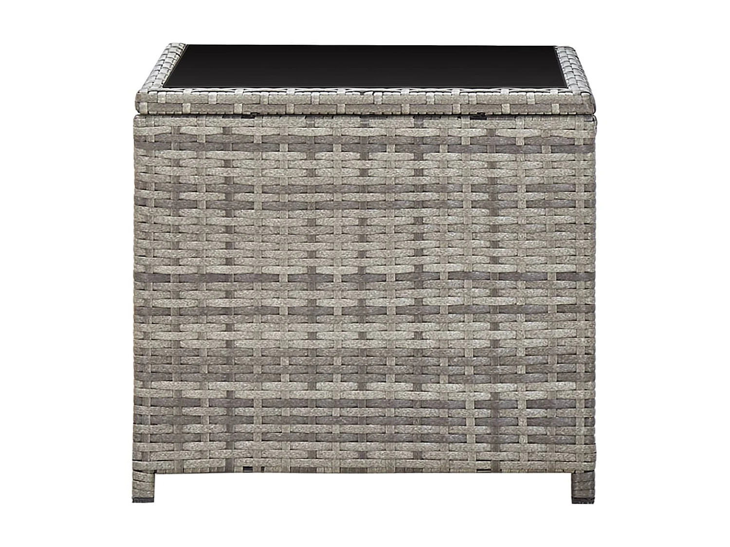 Couchtisch Beistelltisch Grau 45 x 45 x 40 cm Poly Rattan und Glas -MN49604