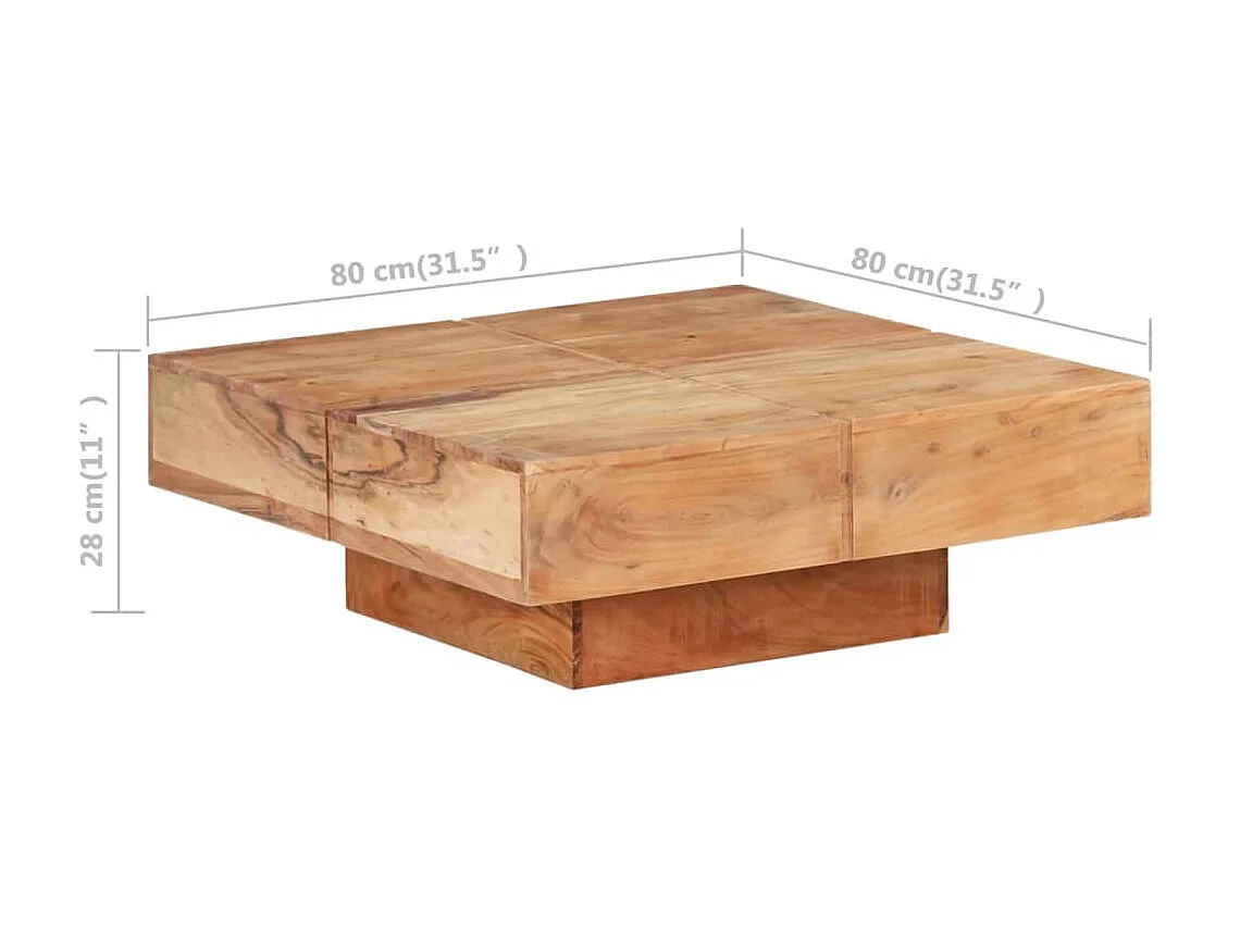 Couchtisch Beistelltisch 80x80x28 cm Massivholz Akazie -MN79695