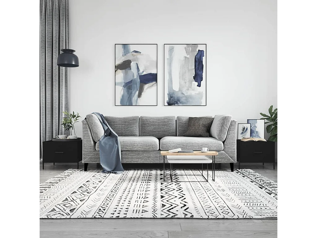 2er-Set Couchtische Beistelltisch Schwarz 50x50x40 cm Holzwerkstoff -MN81011