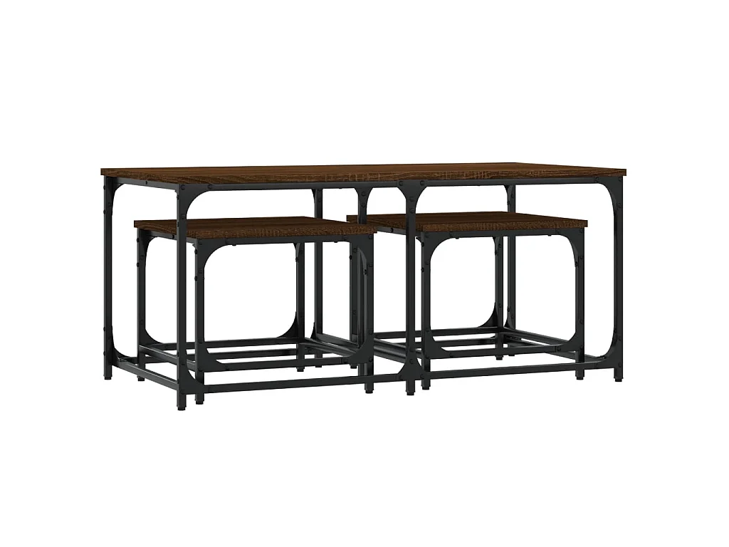 3er-Set Satztische Couchtische Braun Eichen-Optik Holzwerkstoff -MN18208