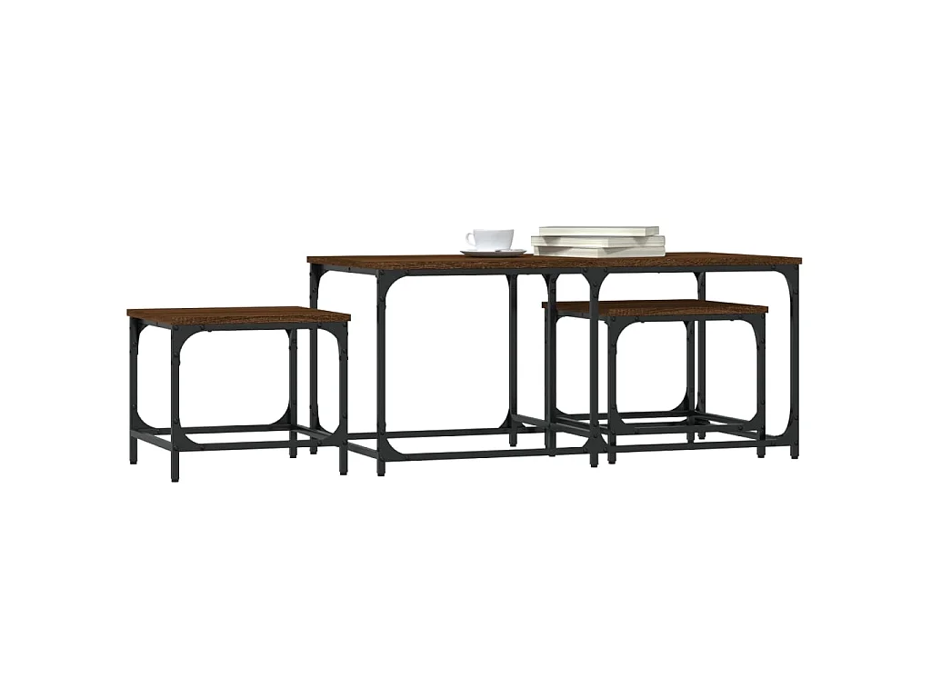 3er-Set Satztische Couchtische Braun Eichen-Optik Holzwerkstoff -MN18208