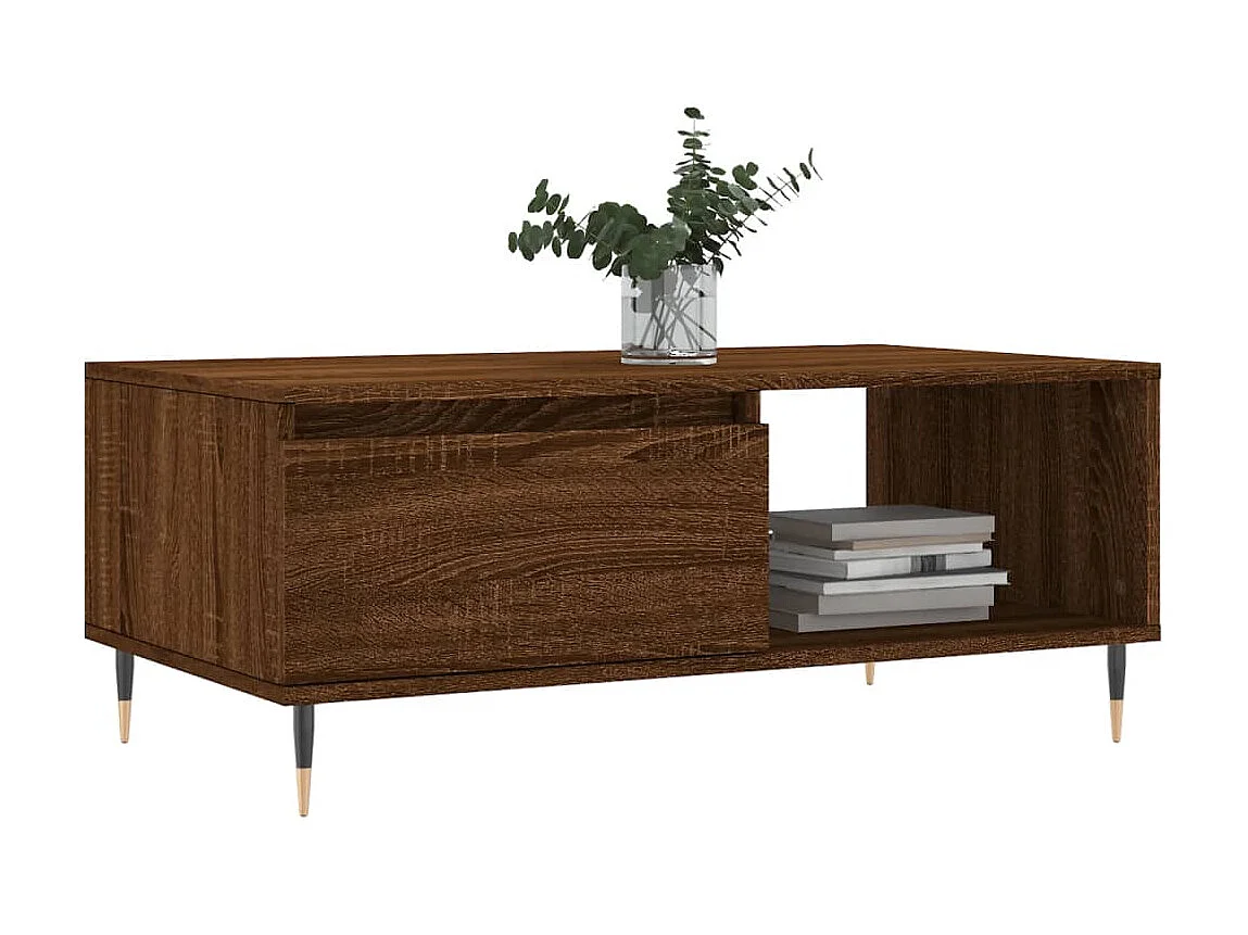 Couchtisch Braun Beistelltisch Eichen-Optik 90x50x36,5 cm Holzwerkstoff -MN46419