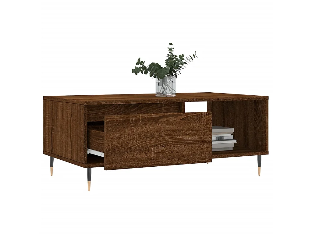Couchtisch Braun Beistelltisch Eichen-Optik 90x50x36,5 cm Holzwerkstoff -MN46419