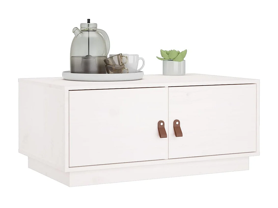 Couchtisch Beistelltisch Weiß 80x50x35 cm Massivholz Kiefer -MN78710