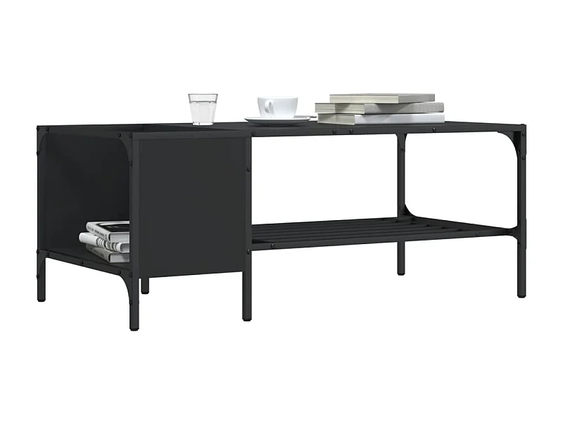 Couchtisch Beistelltisch mit Regal Schwarz 100x51x40 cm Holzwerkstoff -MN34117