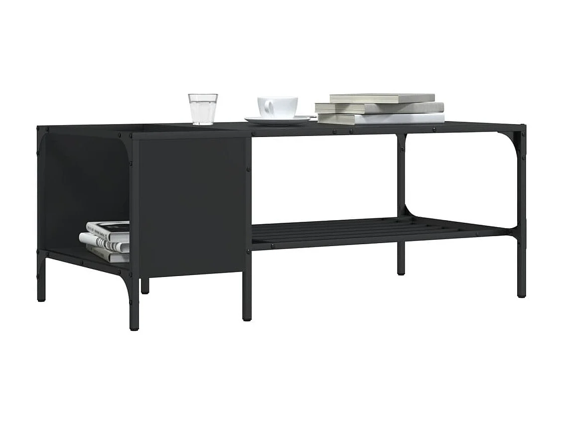 Couchtisch Beistelltisch mit Regal Schwarz 100x51x40 cm Holzwerkstoff -MN34117