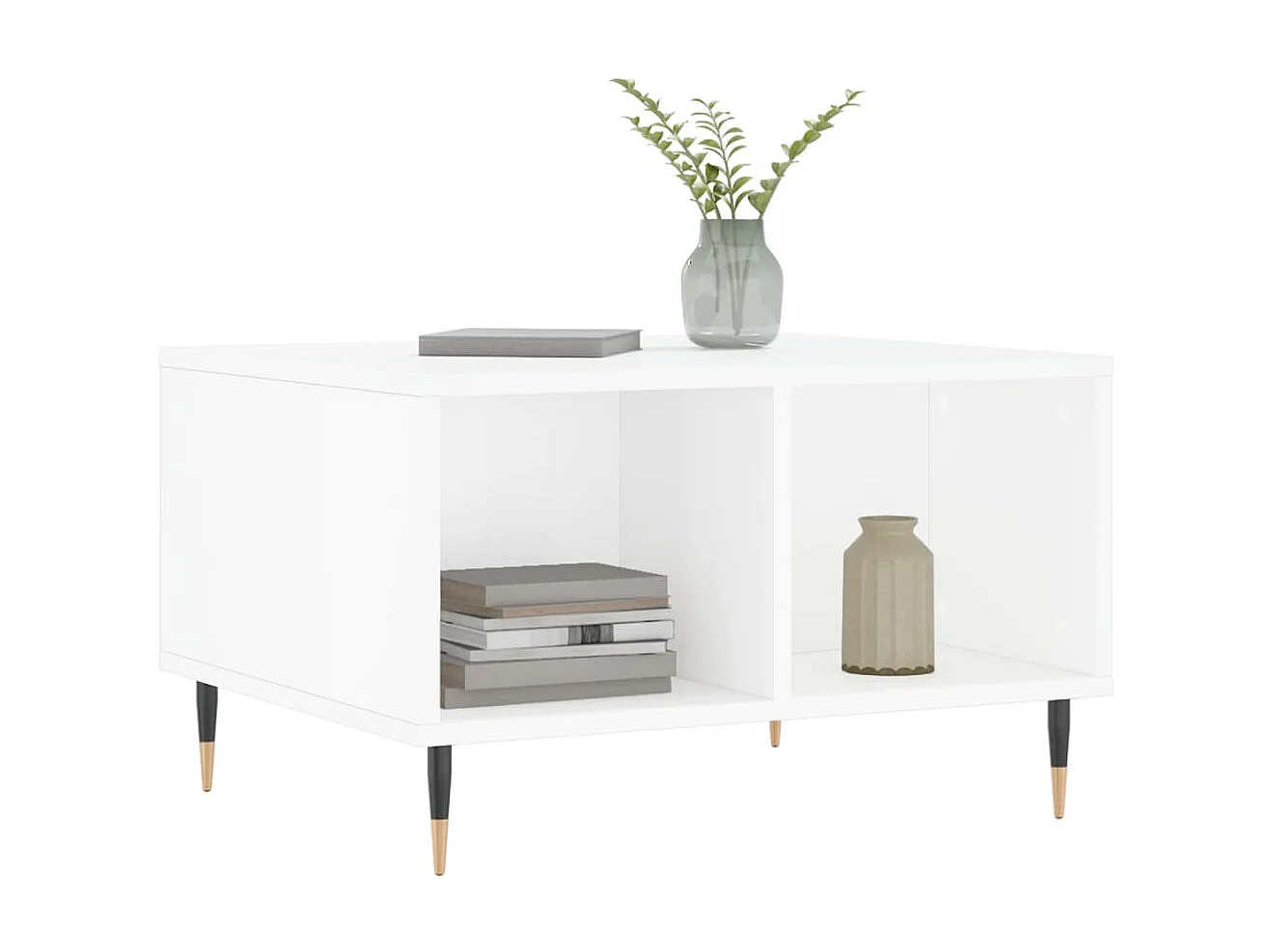 Couchtisch Beistelltisch Hochglanz-Weiß 60x50x36,5 cm Holzwerkstoff -MN42429