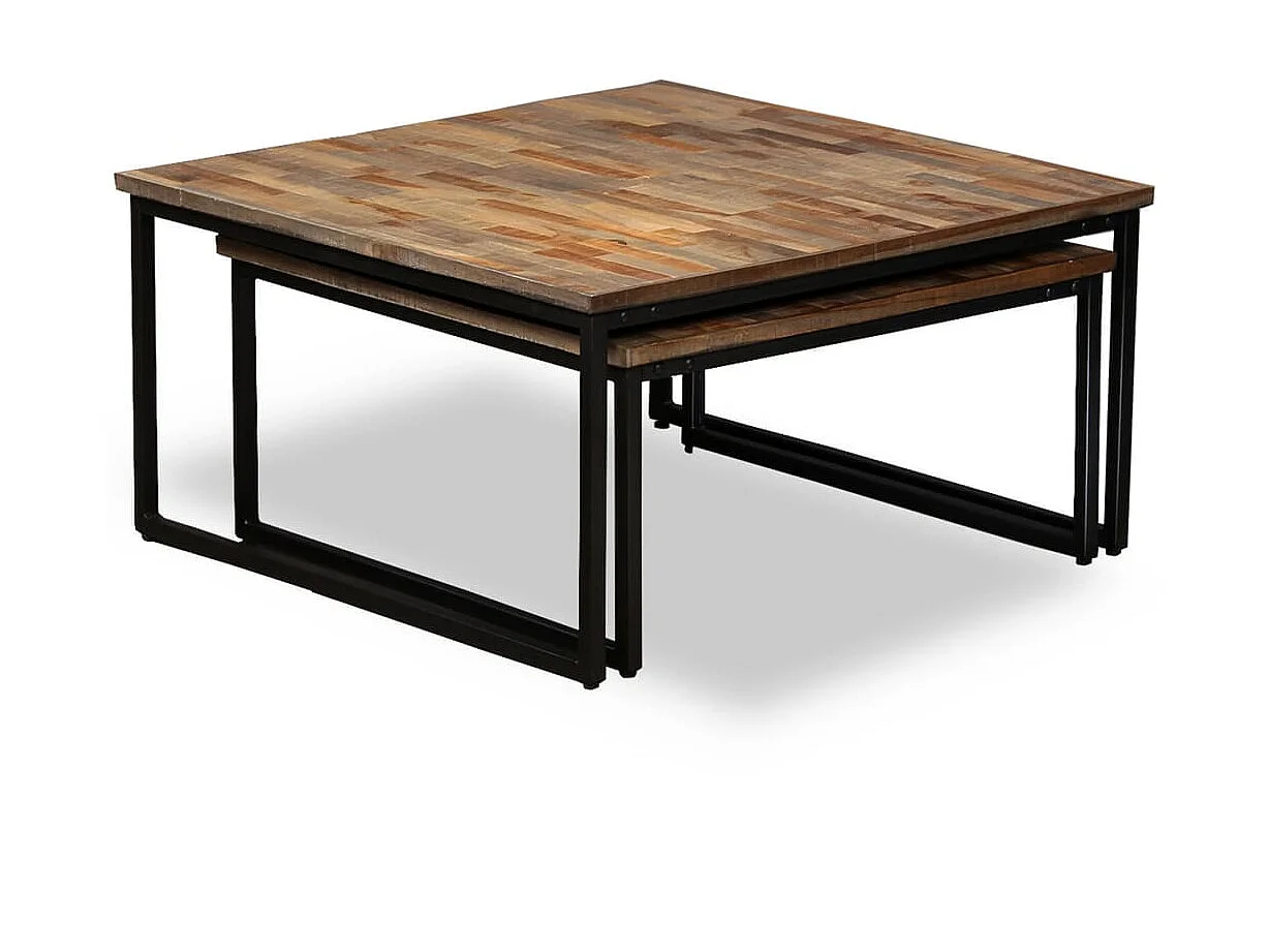 2-tlg.Satztisch Couchtisch-Set Recyceltes Teak Massiv -MN87595