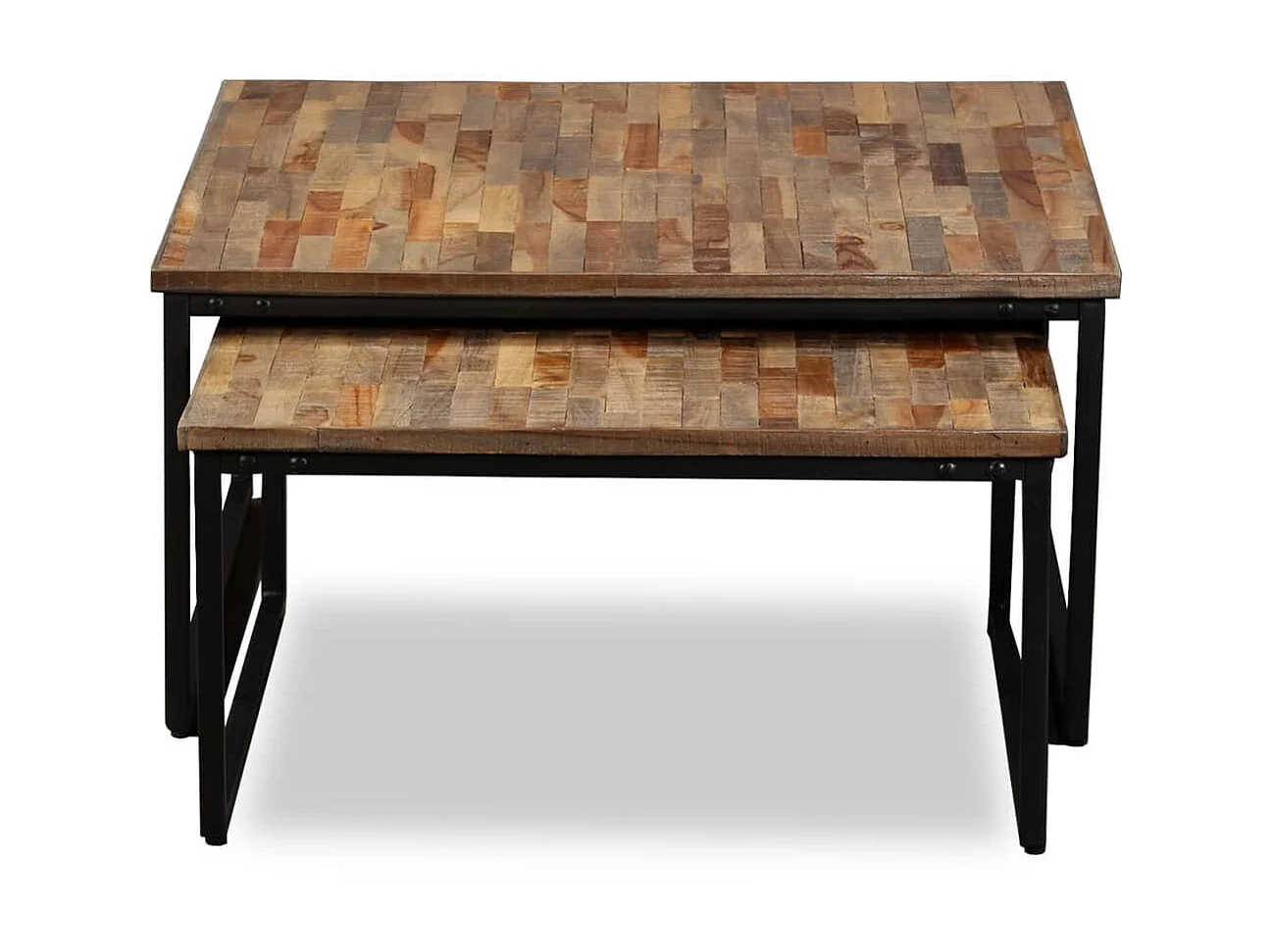 2-tlg.Satztisch Couchtisch-Set Recyceltes Teak Massiv -MN87595