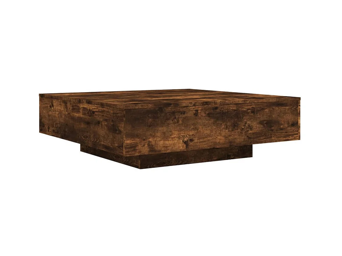 Couchtisch Beistelltisch mit LED-Leuchten Räuchereiche 100x100x31 cm -MN36252