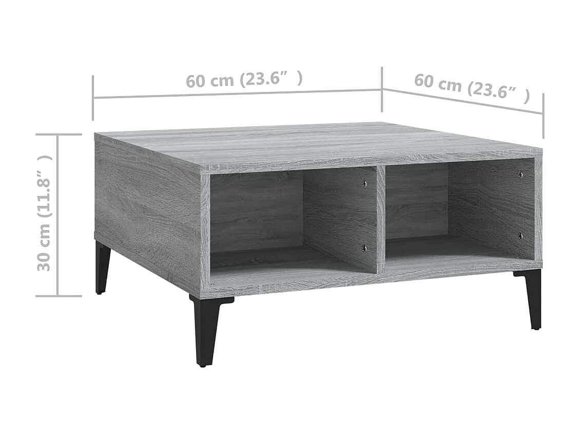 Couchtisch Beistelltisch Grau Sonoma 60x60x30 cm Holzwerkstoff -MN86766