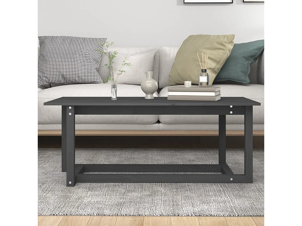 Couchtisch Beistelltisch Grau 110x55x45 cm Massivholz Kiefer -MN33085