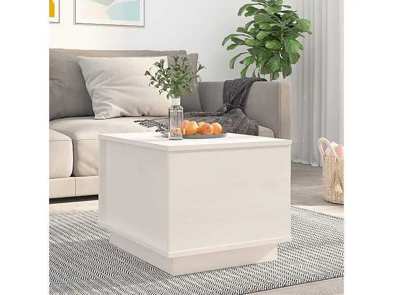 Couchtisch Beistelltisch Weiß 40x50x35 cm Massivholz Kiefer -MN34328