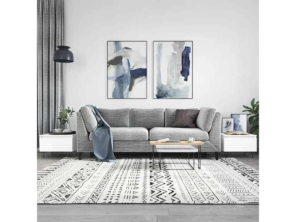 2er-Set Couchtische Beistelltisch Weiß 50x46x35 cm Holzwerkstoff -MN35612