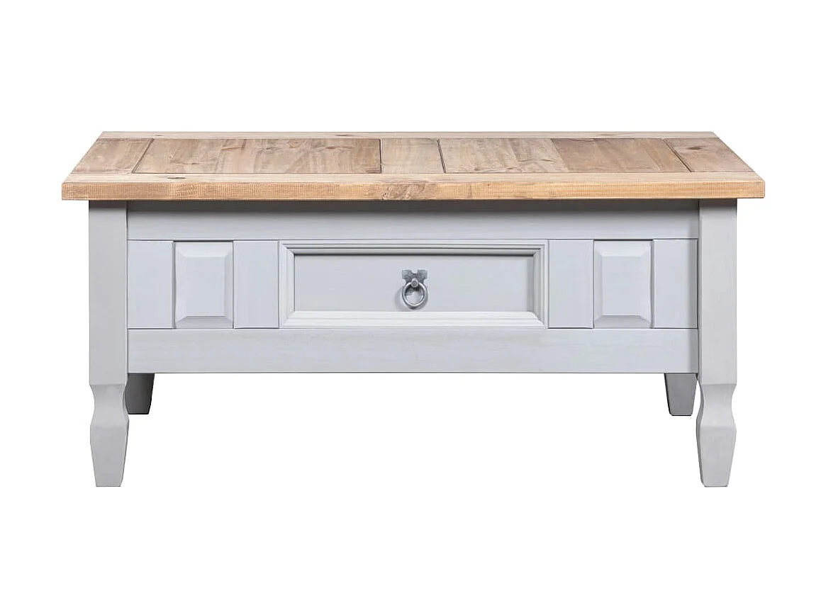 Couchtisch Beistelltisch Mexiko-Stil Kiefernholz Grau 100x55x45 cm -MN62467