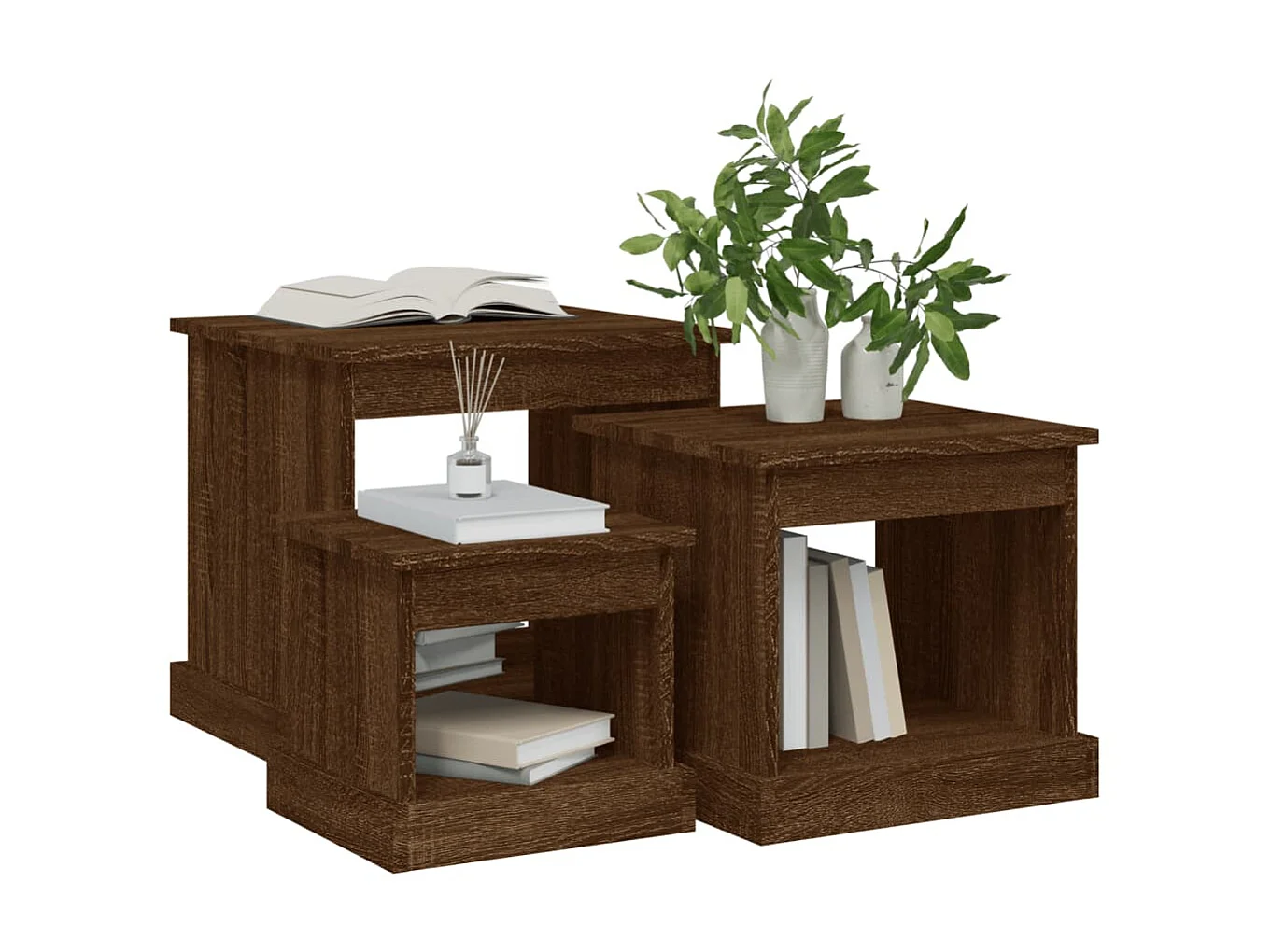 3er-Set Couchtische Beistelltisch Braun Eichen-Optik Holzwerkstoff -MN37343