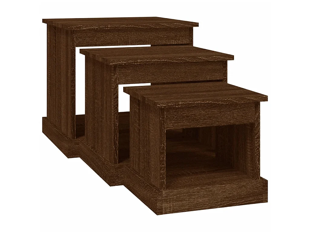 3er-Set Couchtische Beistelltisch Braun Eichen-Optik Holzwerkstoff -MN37343