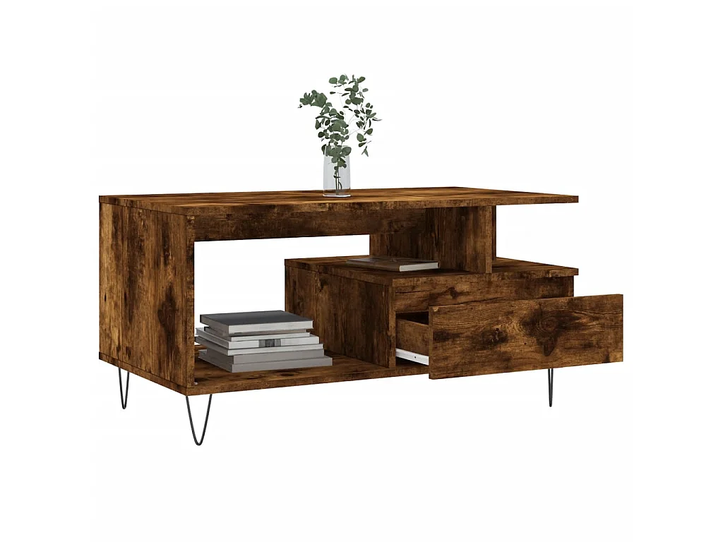 Couchtisch Beistelltisch Räuchereiche 90x49x45 cm Holzwerkstoff -MN70318