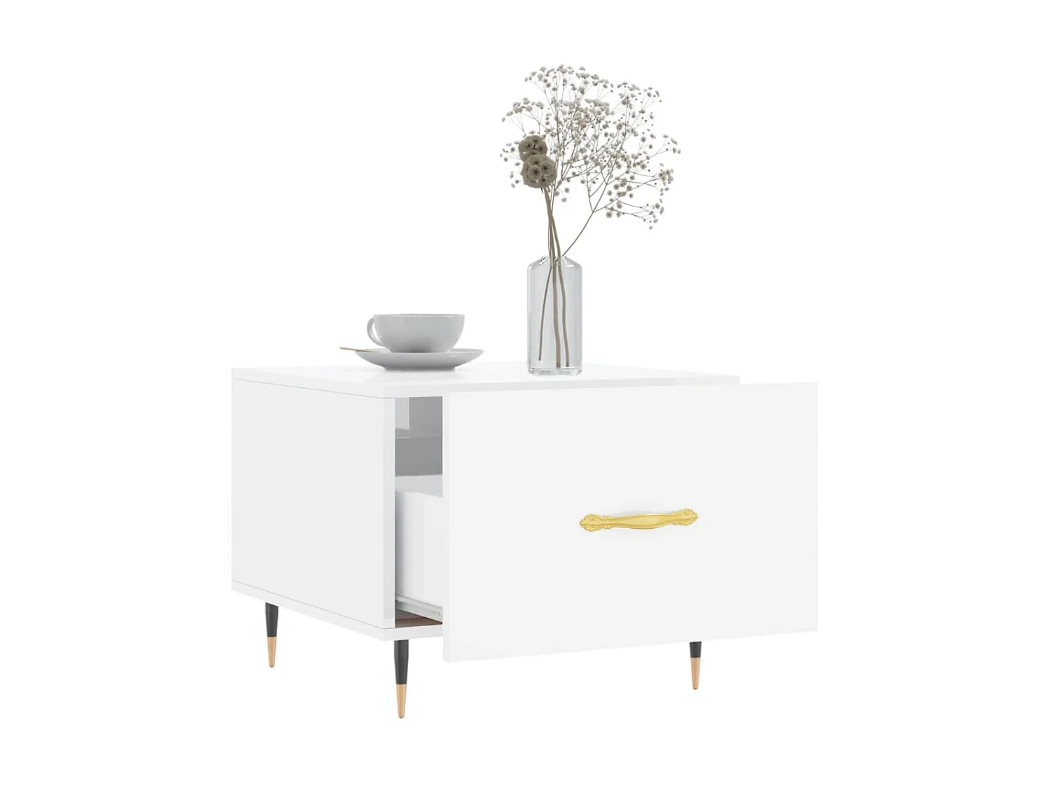 Couchtisch Beistelltisch Hochglanz-Weiß 50x50x40 cm Holzwerkstoff -MN58857