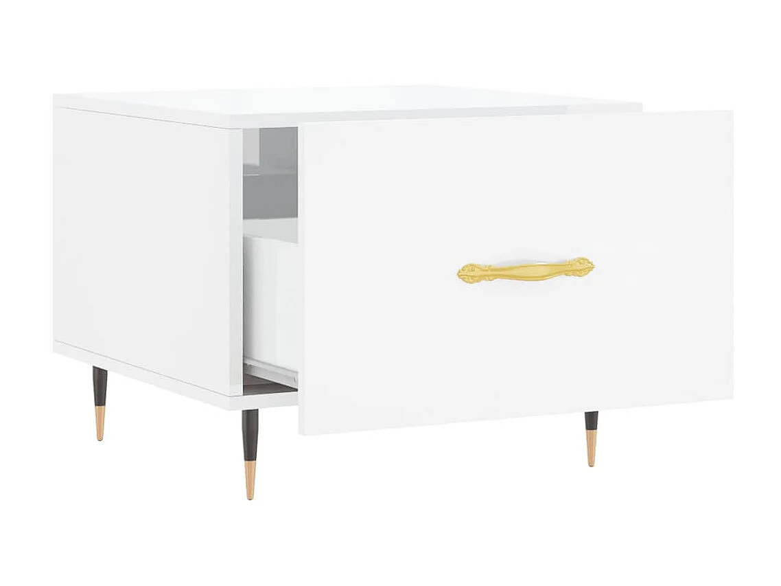 Couchtisch Beistelltisch Hochglanz-Weiß 50x50x40 cm Holzwerkstoff -MN58857