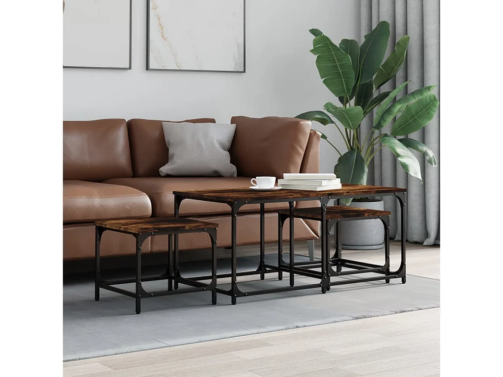 3er-Set Satztische Couchtische Räuchereiche Holzwerkstoff -MN20618