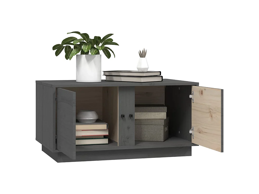Couchtisch Beistelltisch Grau 80x50x40 cm Massivholz Kiefer -MN28314