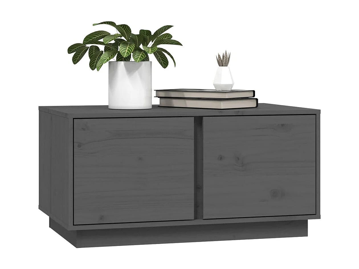 Couchtisch Beistelltisch Grau 80x50x40 cm Massivholz Kiefer -MN28314