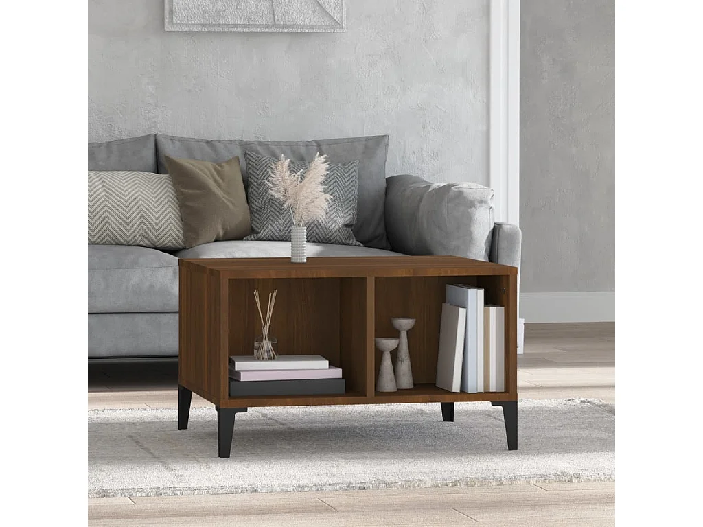 Couchtisch Braun Beistelltisch Eichen-Optik 60x50x36,5 cm Holzwerkstoff -MN89115