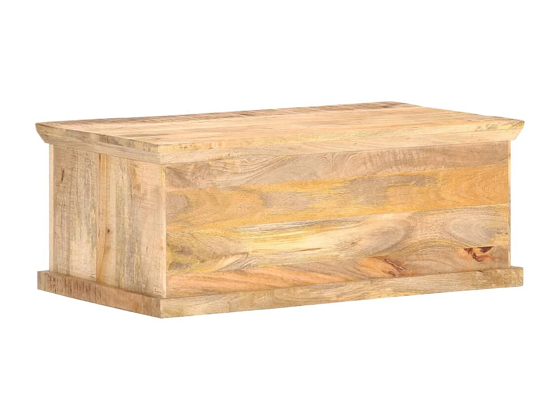 Couchtisch Beistelltisch 90x50x35 cm Massivholz Mango und Naturgeflecht -MN28778