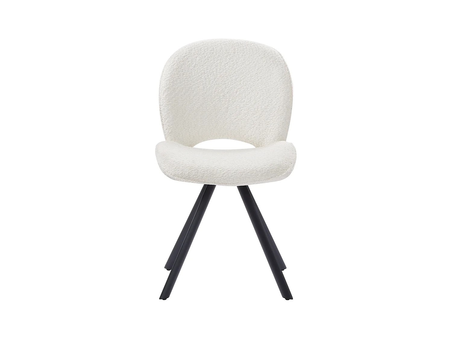 Stuhl 2er-Set - Bouclé-Stoff & schwarzes Metall - Weiß - DORNELA