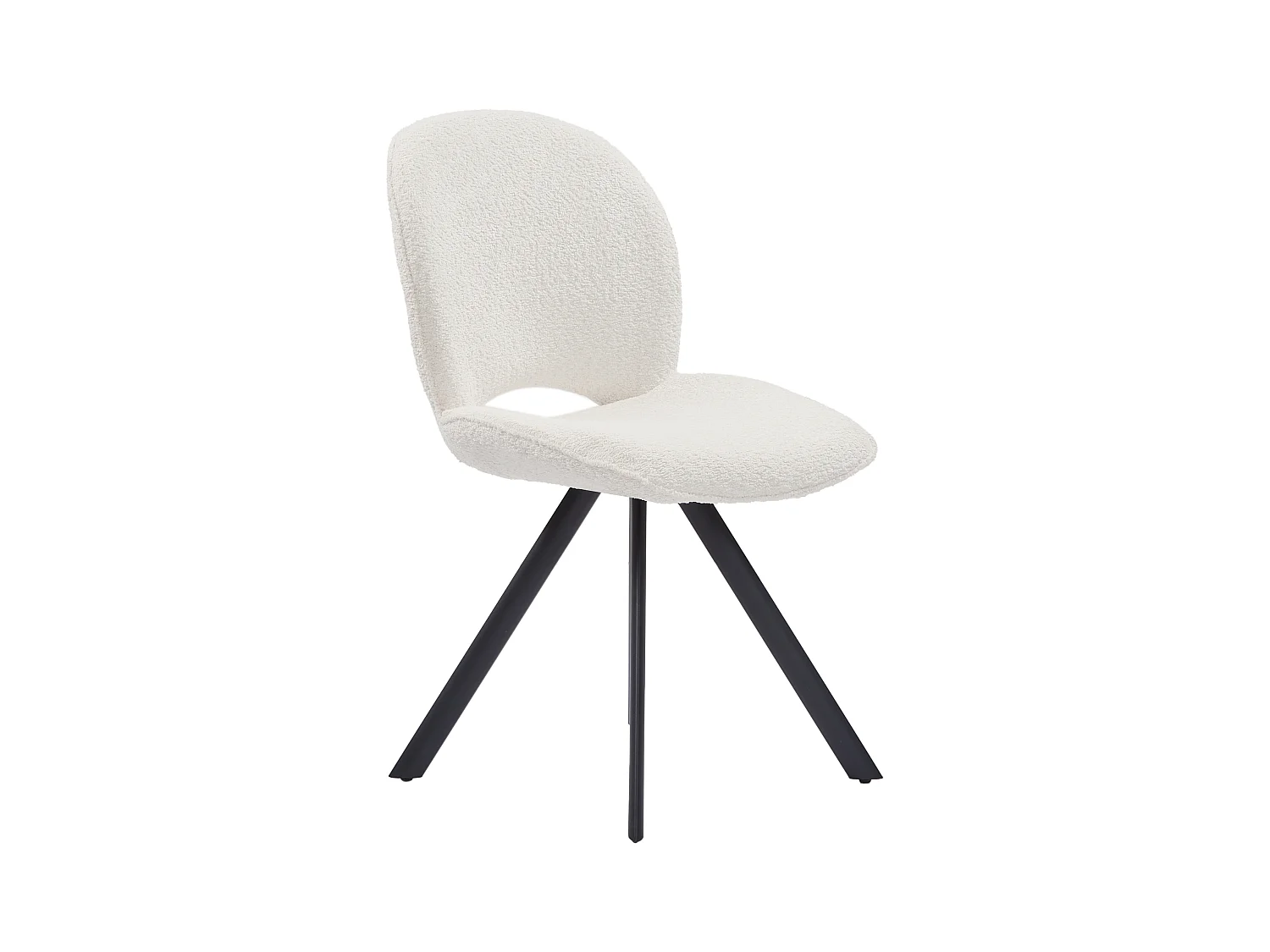 Stuhl 2er-Set - Bouclé-Stoff & schwarzes Metall - Weiß - DORNELA