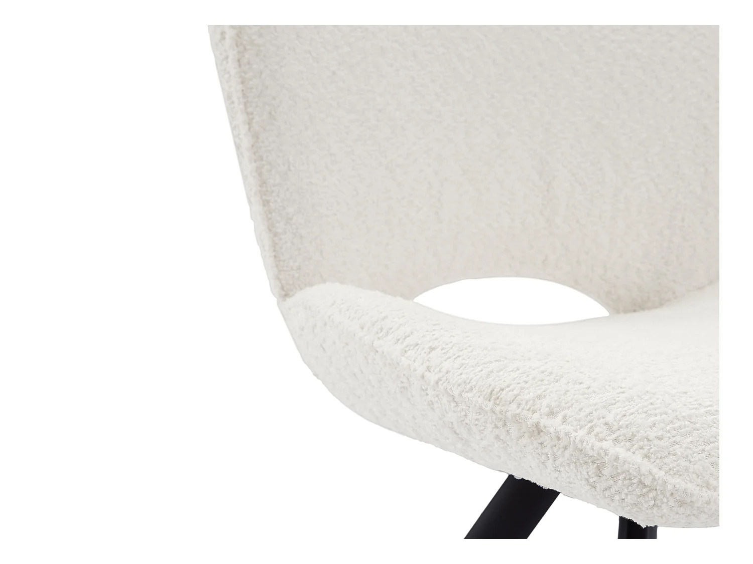 Stuhl 2er-Set - Bouclé-Stoff & schwarzes Metall - Weiß - DORNELA