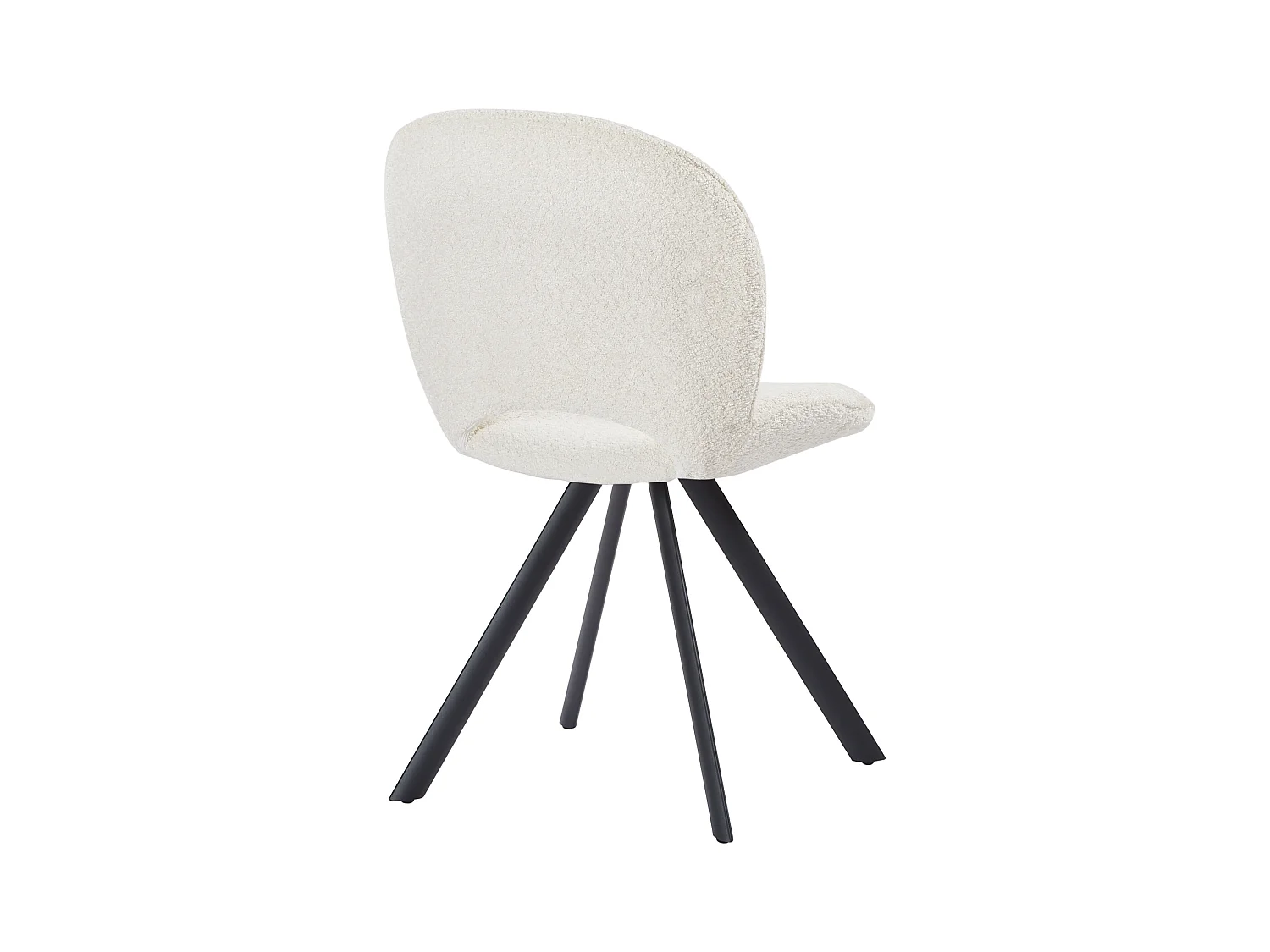 Stuhl 2er-Set - Bouclé-Stoff & schwarzes Metall - Weiß - DORNELA