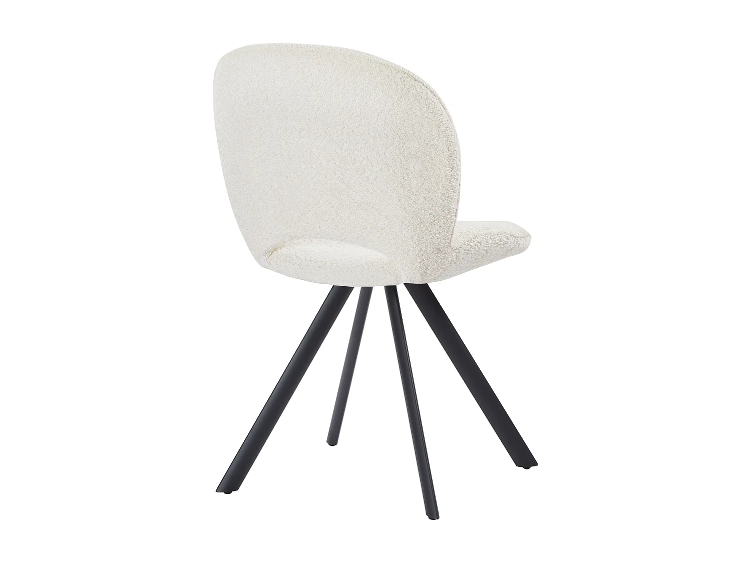 Lot de 2 chaises en tissu bouclette et métal noir - Blanc - DORNELA
