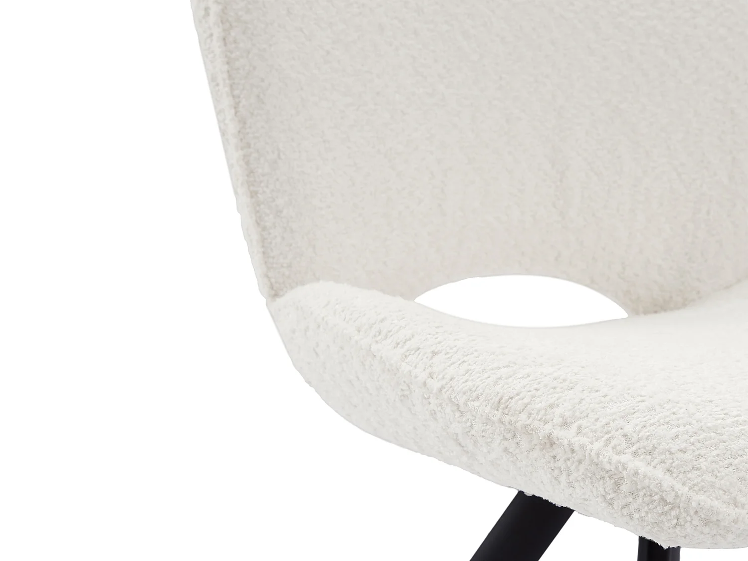 Lot de 2 chaises en tissu bouclette et métal noir - Blanc - DORNELA
