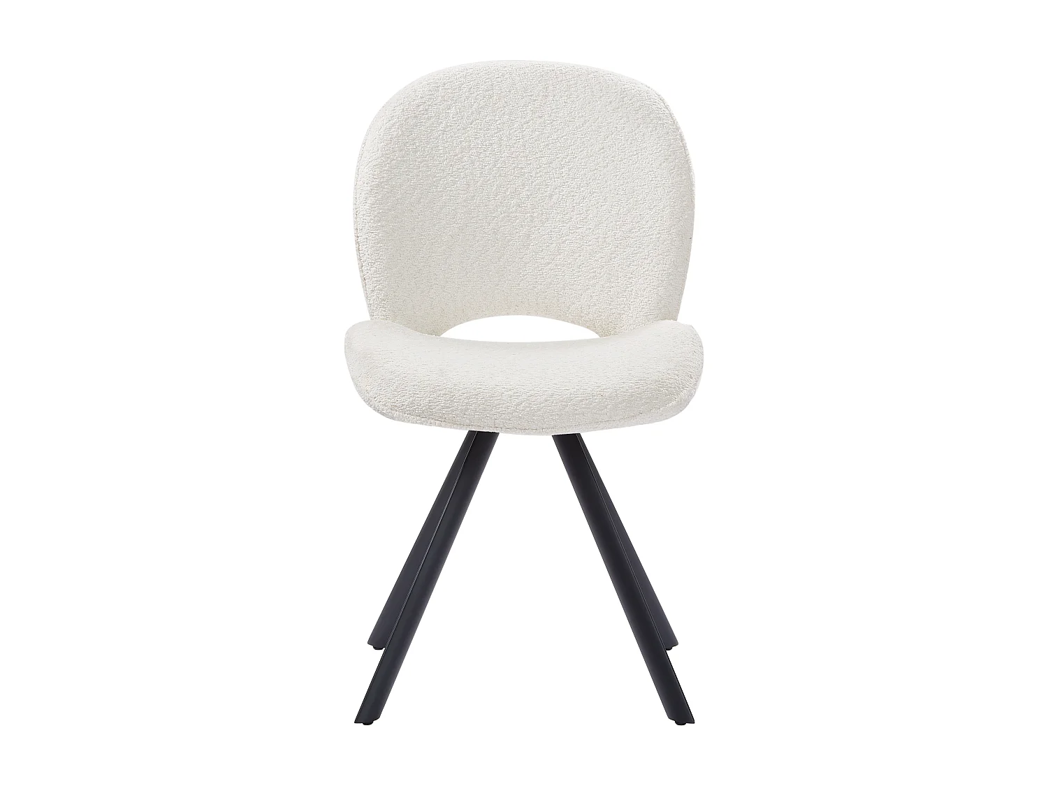 Lot de 2 chaises en tissu bouclette et métal noir - Blanc - DORNELA