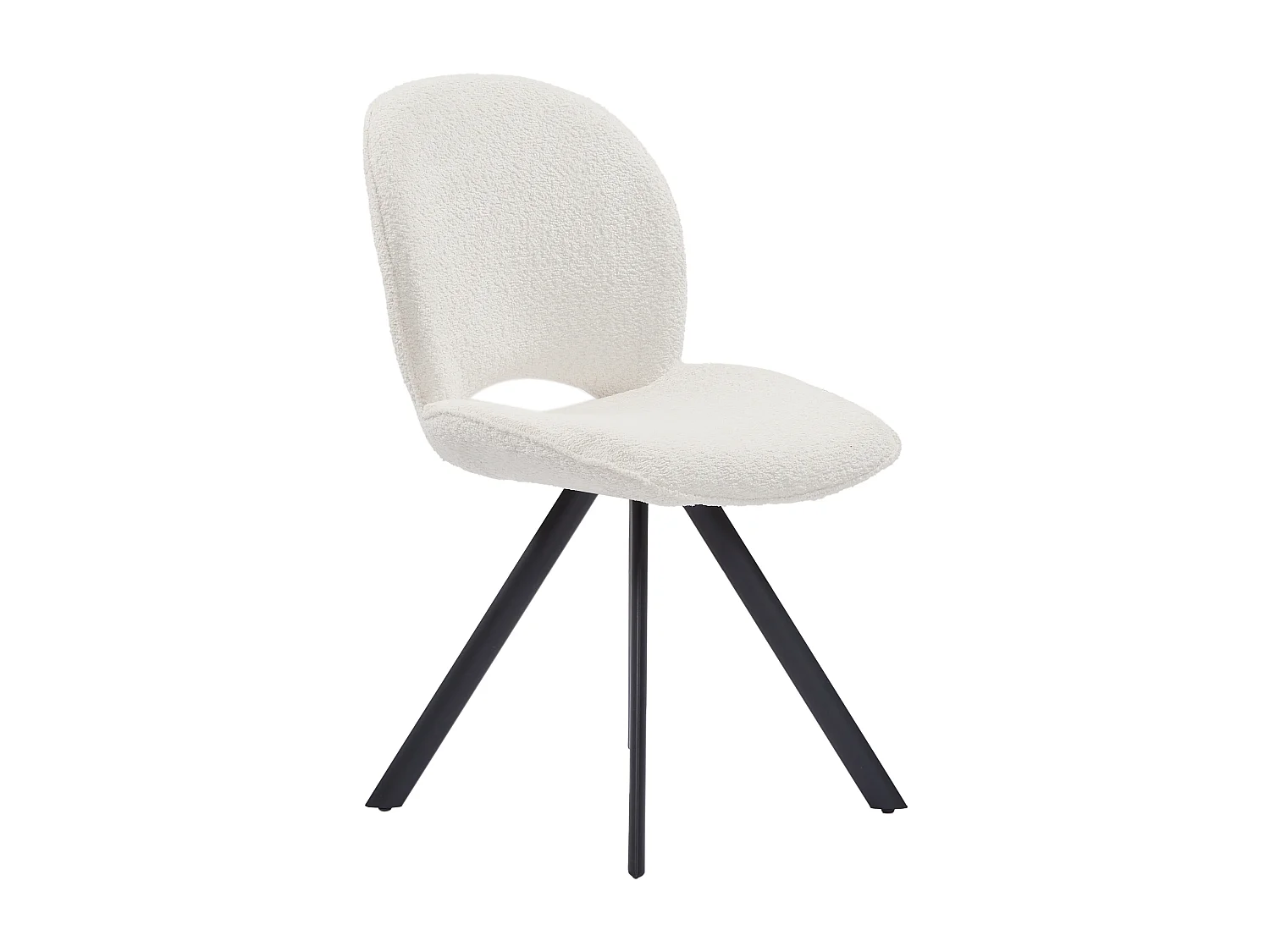 Lot de 2 chaises en tissu bouclette et métal noir - Blanc - DORNELA