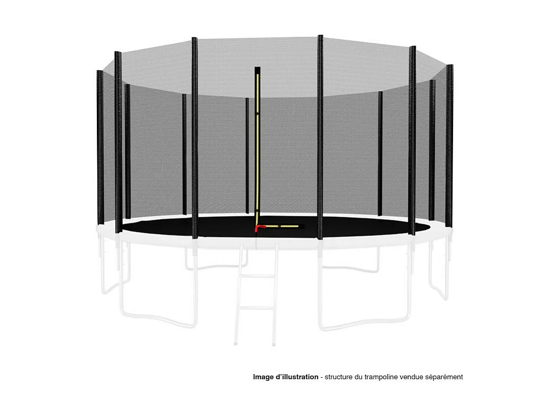 Filet de sécurité extérieur Universel pour trampoline - avec bouchons hauts de perches : ø 13Ft, 12 Perches