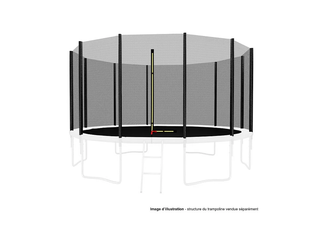 Filet de sécurité extérieur Universel pour trampoline - avec bouchons hauts de perches : ø 13Ft, 12 Perches