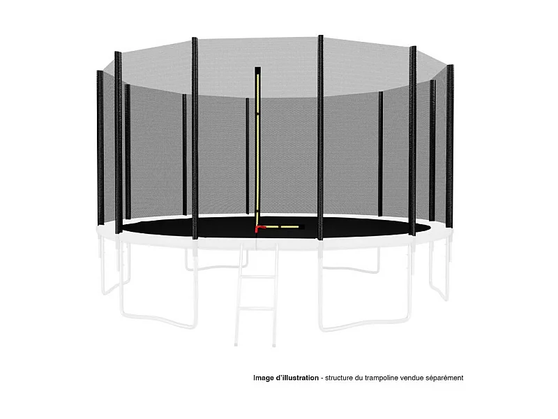 Filet de sécurité extérieur Universel pour trampoline - avec bouchons hauts de perches : ø 13Ft, 12 Perches