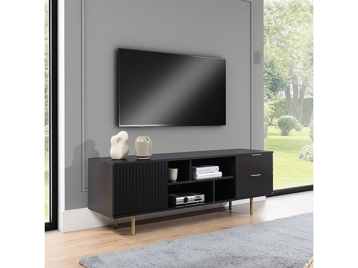 Meuble TV "Nawil" - 150 x 52 x 41 cm - Noir