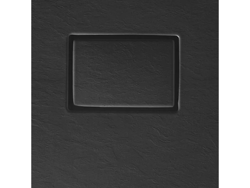 Receveur Kinesurf Pietra découpable 180x80 noir aspect pierre avec cache-bonde assorti et bonde extra-plate