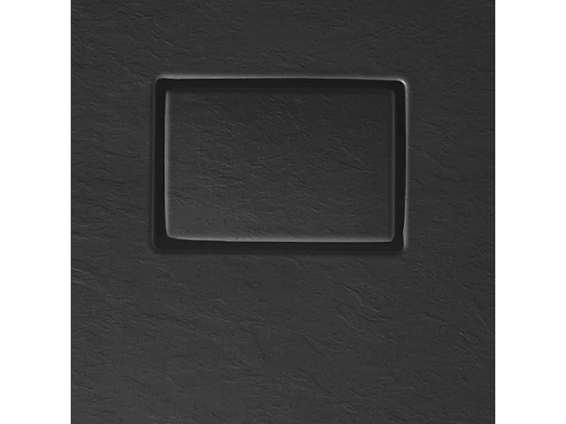 Receveur Kinesurf Pietra découpable 180x80 noir aspect pierre avec cache-bonde assorti et bonde extra-plate